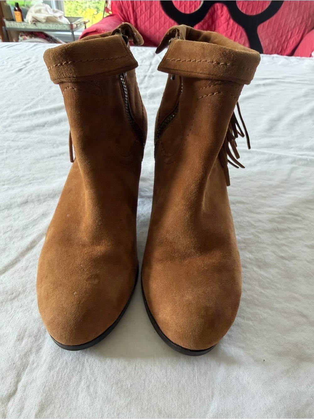 Sam Edelman Brown Suede Fringe Ankle Boots